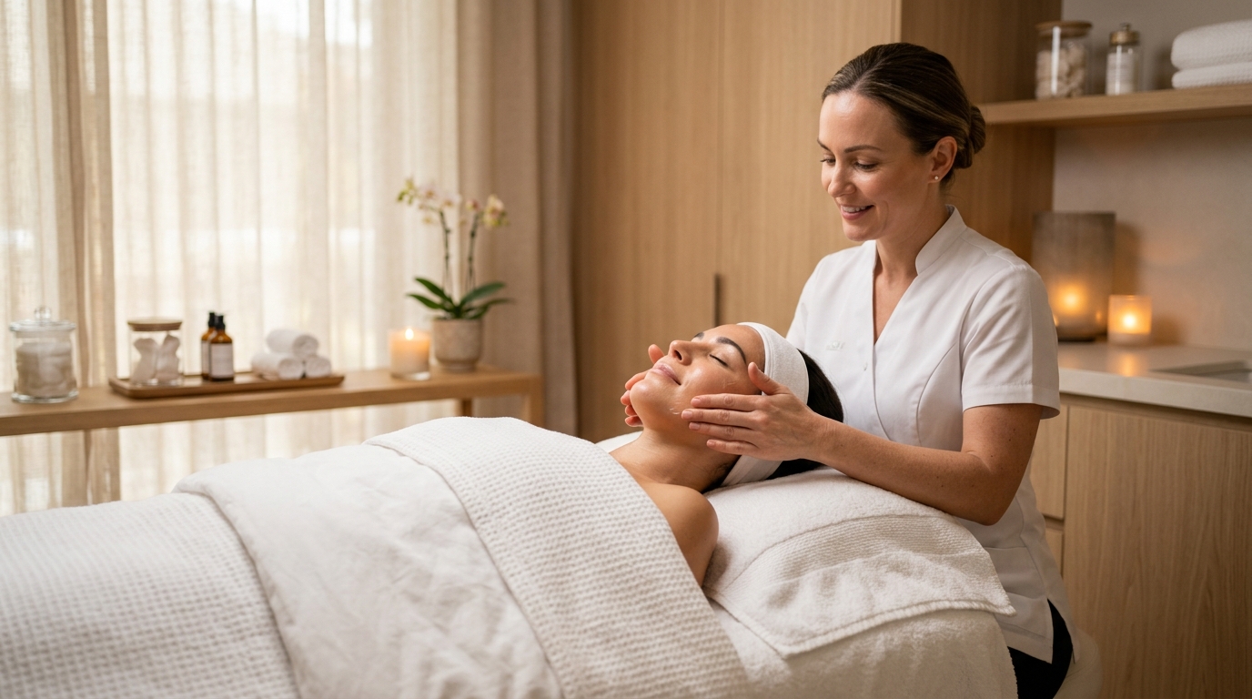 Patient receiving a facial treatment